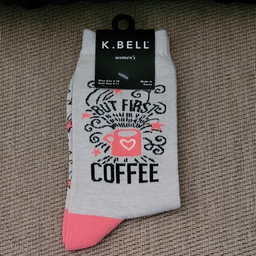 K BELL WOMEN'S BUT FIRST COFFEE GRAPHIC SOCKS